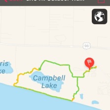 We wanted to see it all, so here is our route from our campsite, to the beach and then around the lake and on the nature trails.